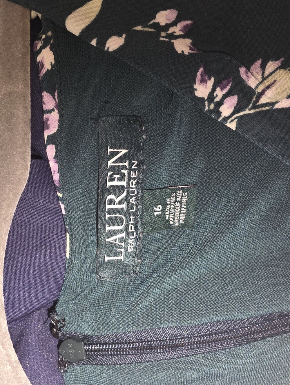 Lauren Ralph Lauren Teal Dress with Pink Floral Accents